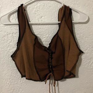 Crop top lace front shirt